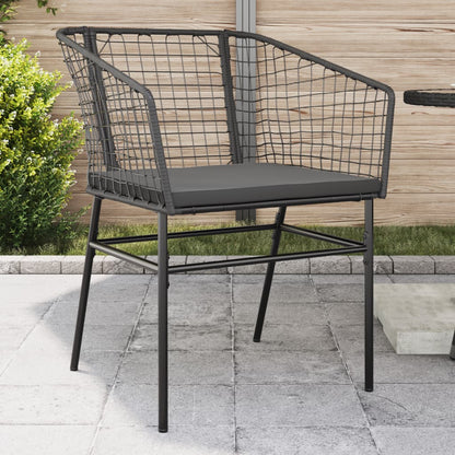 Sedie da Giardino con Cuscini 2 pz Nere in Polyrattan - homemem39