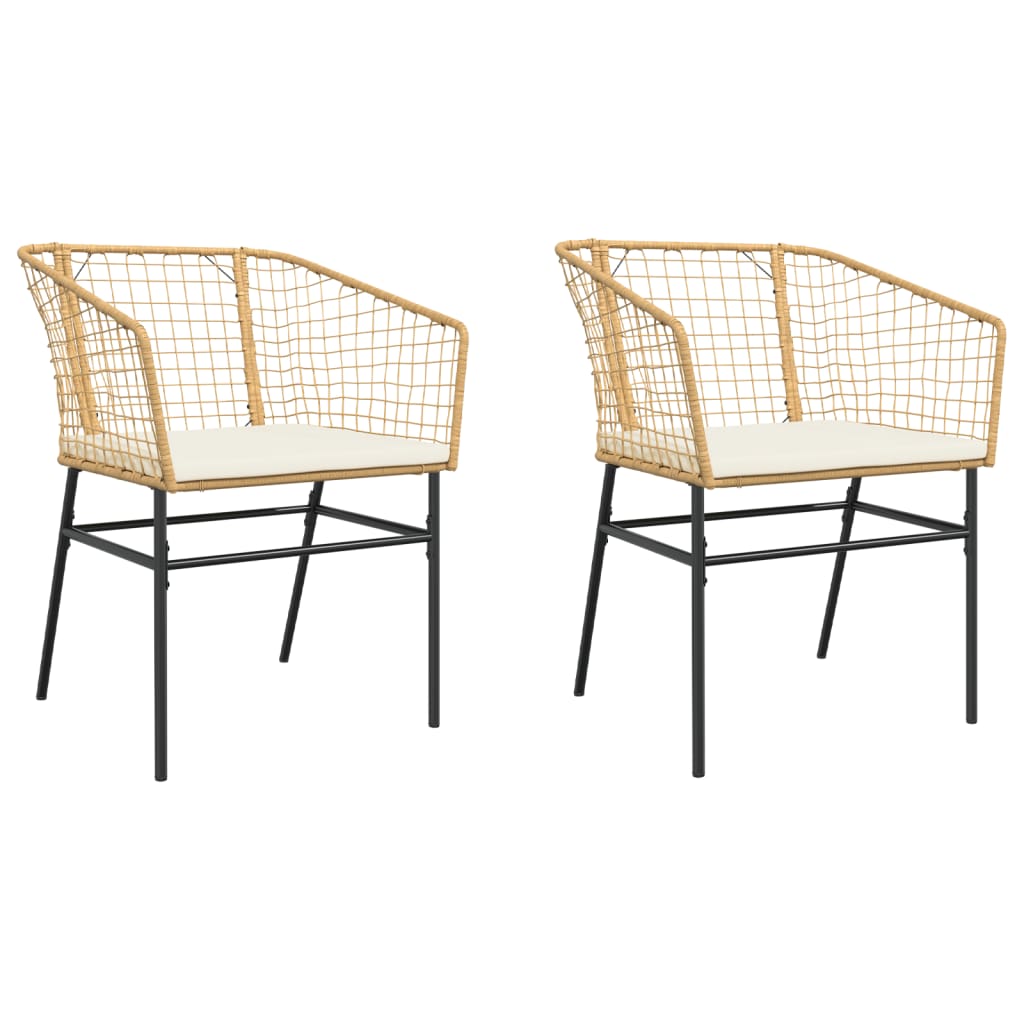 Sedie da Giardino 2pz con Cuscini Marrone in Polyrattan