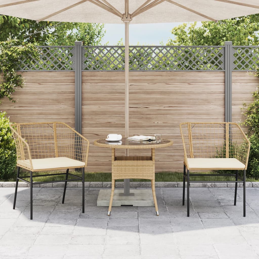 Sedie da Giardino 2pz con Cuscini Marrone in Polyrattan - homemem39