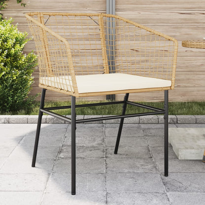 Sedie da Giardino 2pz con Cuscini Marrone in Polyrattan