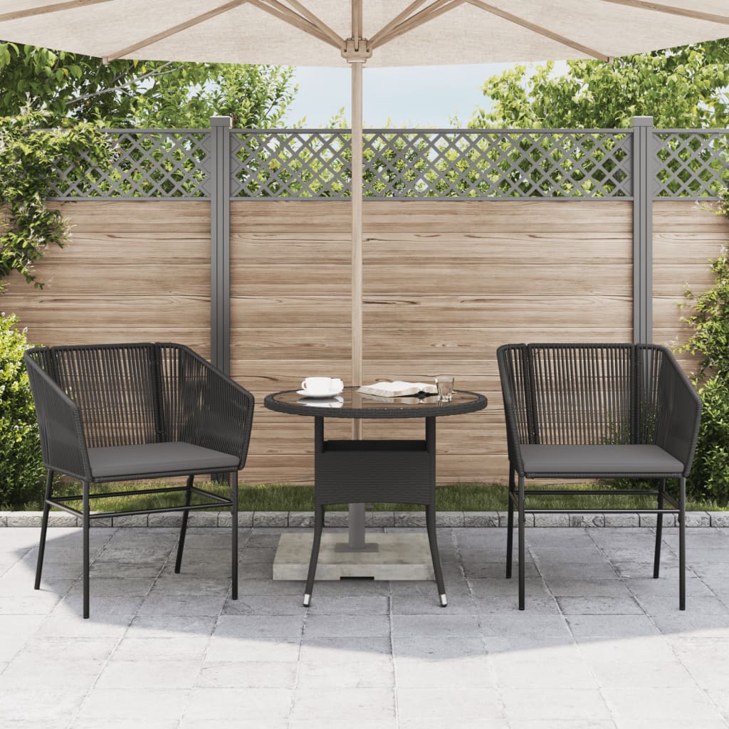 Sedie da Giardino con Cuscini 2 pz Nere in Polyrattan - homemem39