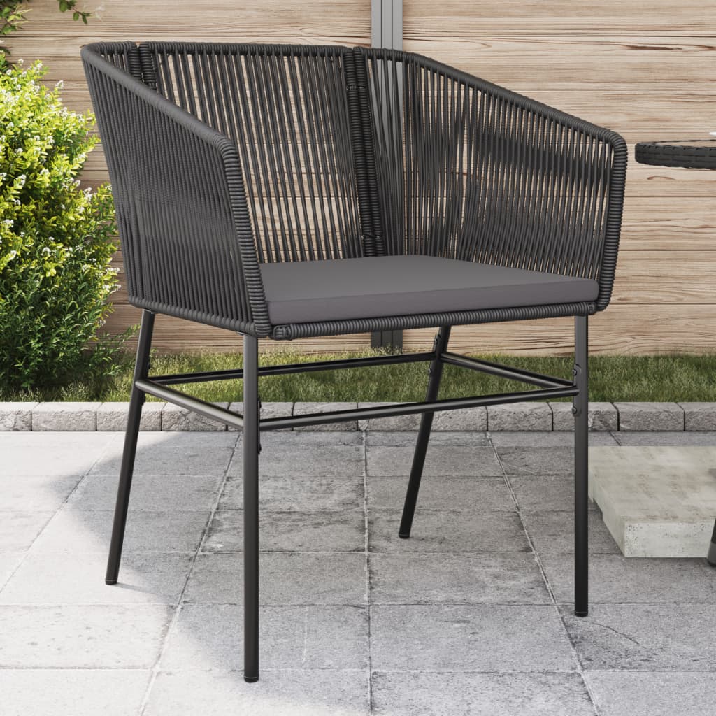 Sedie da Giardino con Cuscini 2 pz Nere in Polyrattan - homemem39