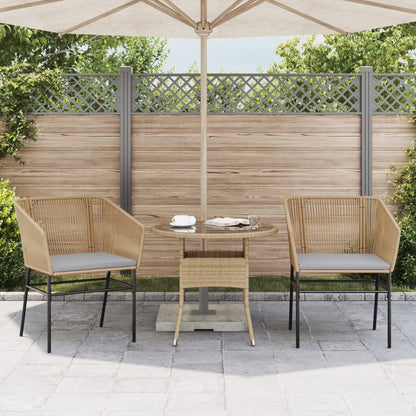 Sedie da Giardino 2pz con Cuscini Marrone in Polyrattan