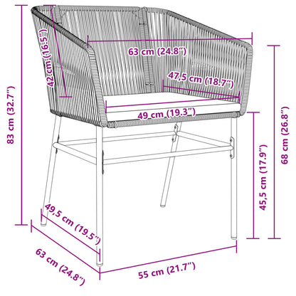 Sedie da Giardino 2 pz con Cuscini Grigio in Polyrattan