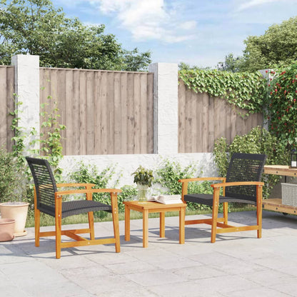 Set da Bistrot 3 pz in Polyrattan e Legno di Acacia