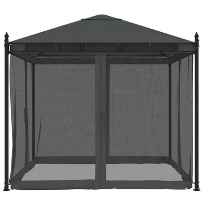 Gazebo con Pareti in Rete Antracite 2,93x2,93 m in Acciaio