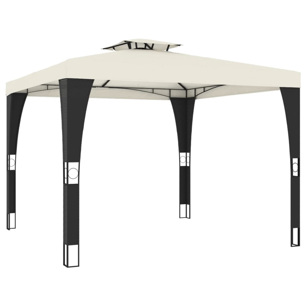 Gazebo con Tetto Doppio Crema 2,98x2,98 m in Acciaio | homemem39