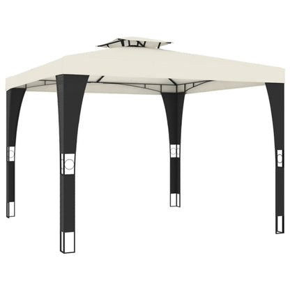 Gazebo con Tetto Doppio Crema 2,98x2,98 m in Acciaio | homemem39