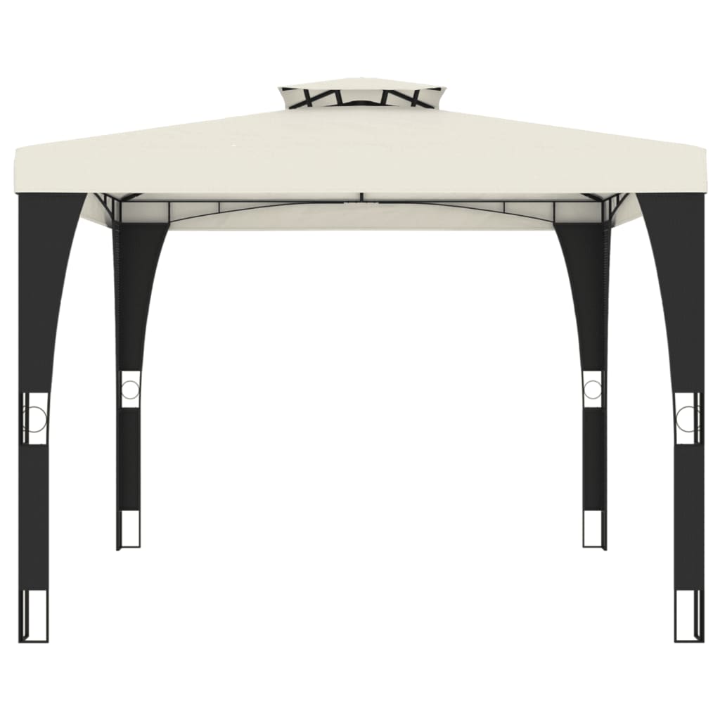 Gazebo con Tetto Doppio Crema 2,98x2,98 m in Acciaio | homemem39