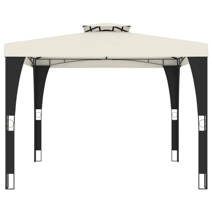 Gazebo con Tetto Doppio Crema 2,98x2,98 m in Acciaio | homemem39
