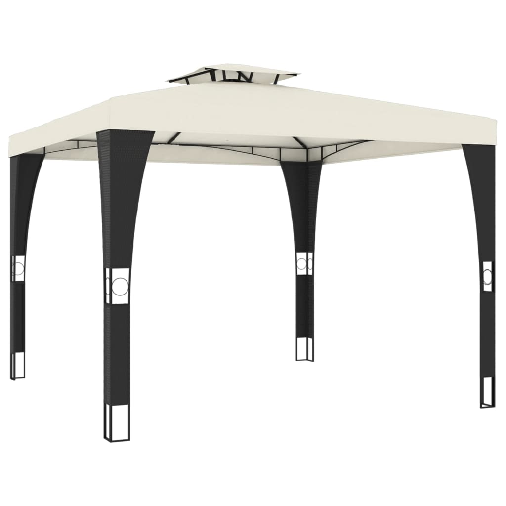 Gazebo con Tetto Doppio Crema 2,98x2,98 m in Acciaio | homemem39