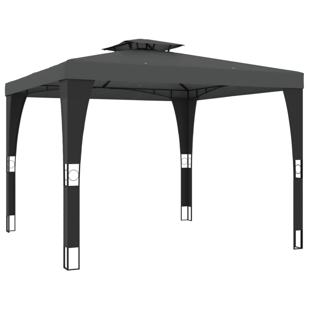 Gazebo con Tetto Doppio Antracite 2,98x2,98 m in Acciaio | homemem39