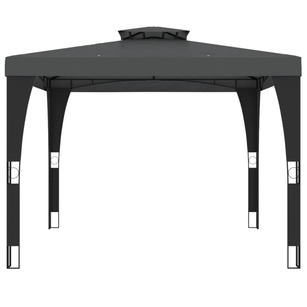 Gazebo con Tetto Doppio Antracite 2,98x2,98 m in Acciaio | homemem39