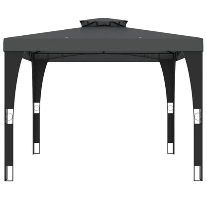 Gazebo con Tetto Doppio Antracite 2,98x2,98 m in Acciaio | homemem39