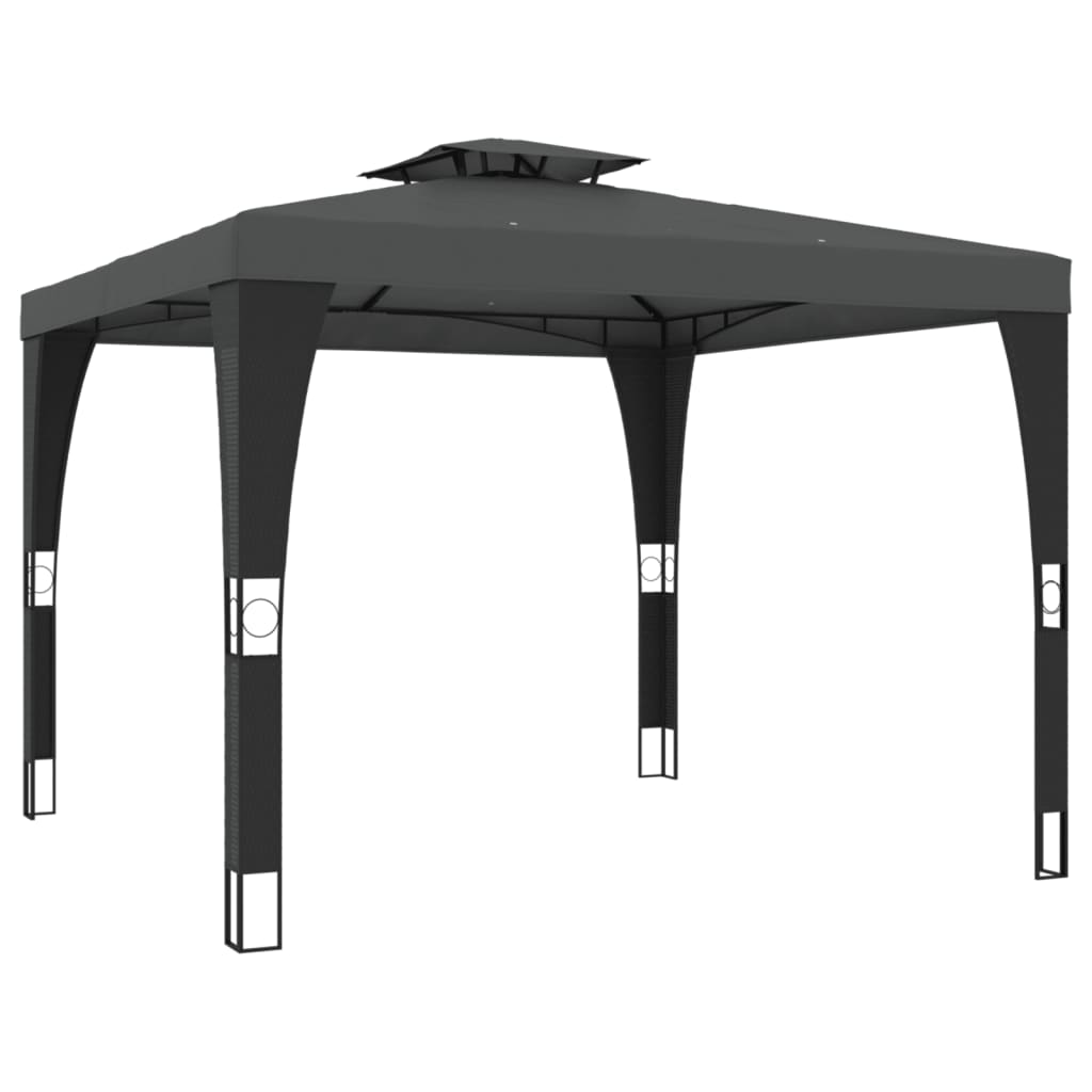 Gazebo con Tetto Doppio Antracite 2,98x2,98 m in Acciaio | homemem39