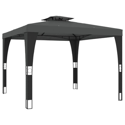 Gazebo con Tetto Doppio Antracite 2,98x2,98 m in Acciaio | homemem39
