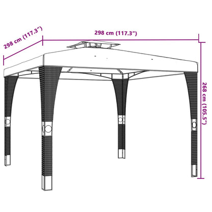 Gazebo con Tetto Doppio Antracite 2,98x2,98 m in Acciaio | homemem39