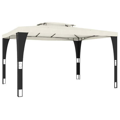 Gazebo con Tetto Doppio Crema 3,98x2,98 m in Acciaio | homemem39