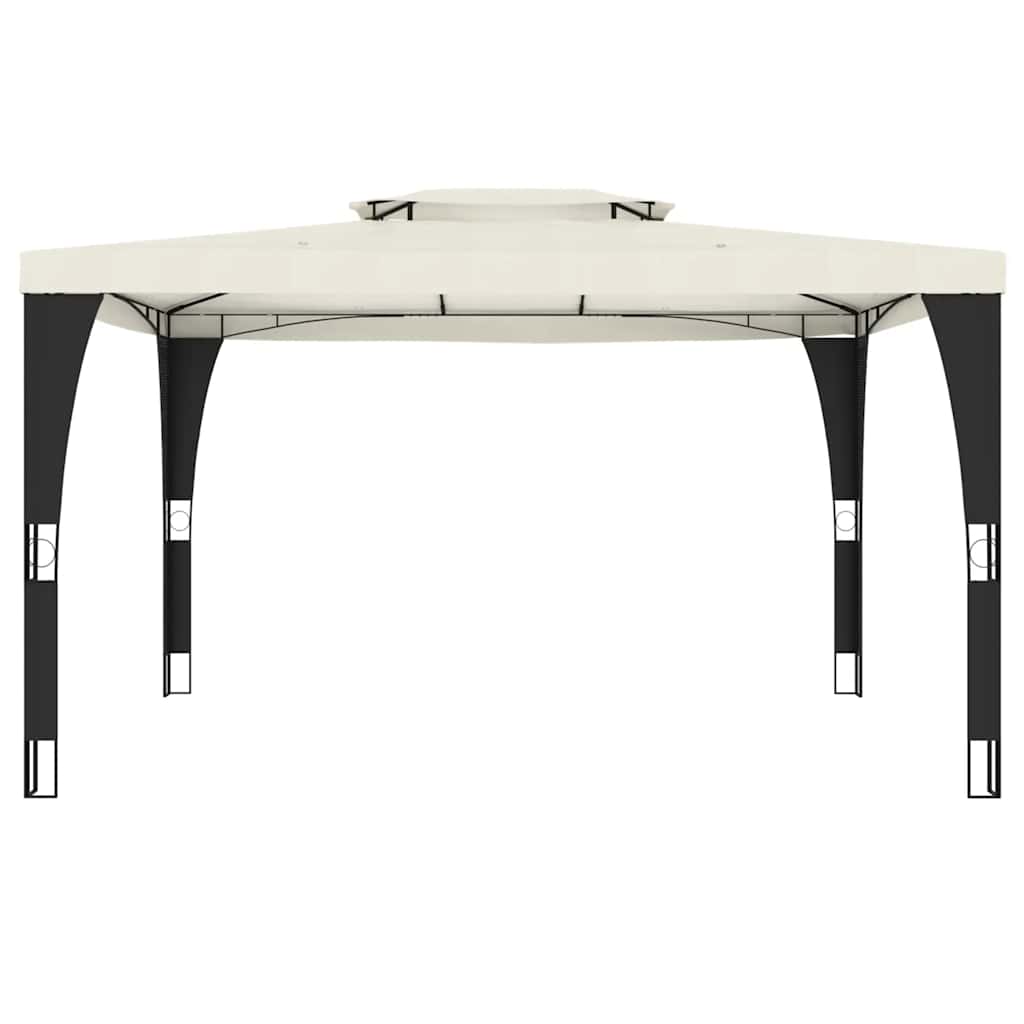 Gazebo con Tetto Doppio Crema 3,98x2,98 m in Acciaio | homemem39