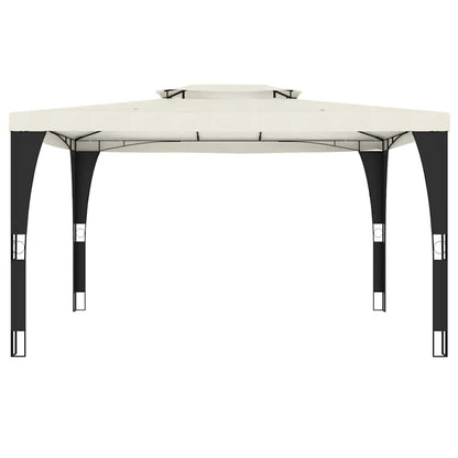 Gazebo con Tetto Doppio Crema 3,98x2,98 m in Acciaio