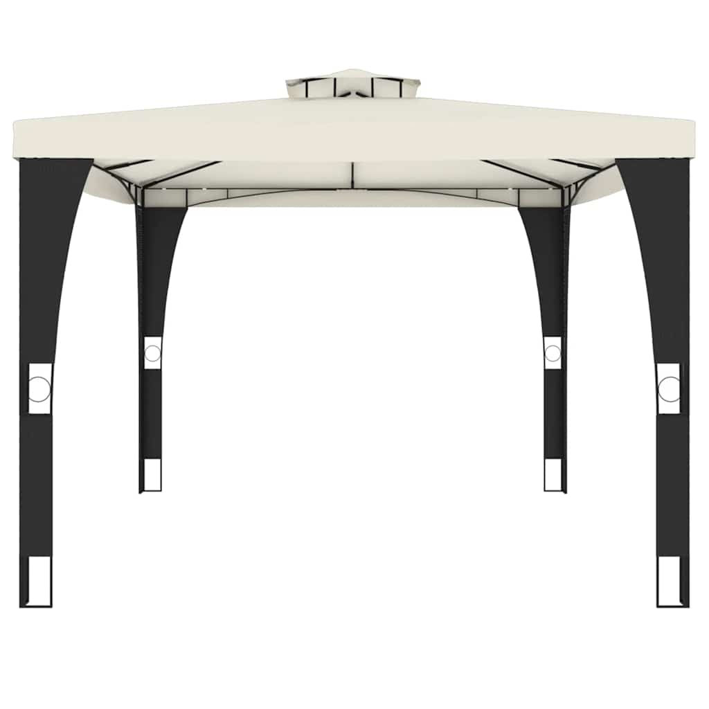 Gazebo con Tetto Doppio Crema 3,98x2,98 m in Acciaio