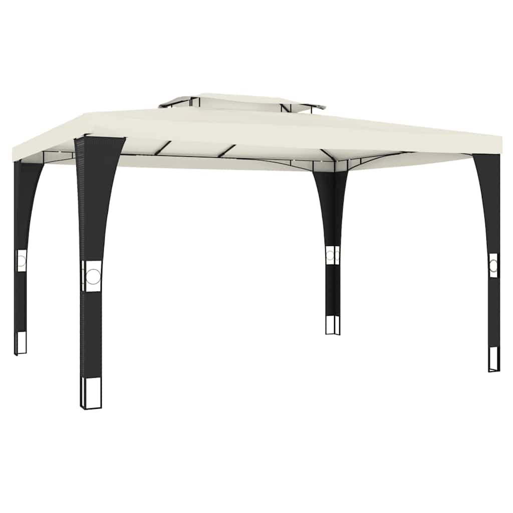 Gazebo con Tetto Doppio Crema 3,98x2,98 m in Acciaio | homemem39