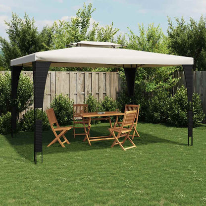 Gazebo con Tetto Doppio Crema 3,98x2,98 m in Acciaio | homemem39