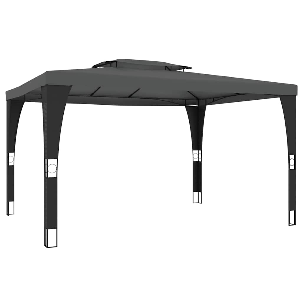 Gazebo con Tetto Doppio Antracite 3,98x2,98 m in Acciaio | homemem39