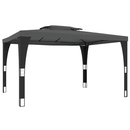 Gazebo con Tetto Doppio Antracite 3,98x2,98 m in Acciaio