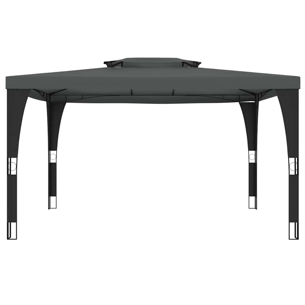 Gazebo con Tetto Doppio Antracite 3,98x2,98 m in Acciaio | homemem39