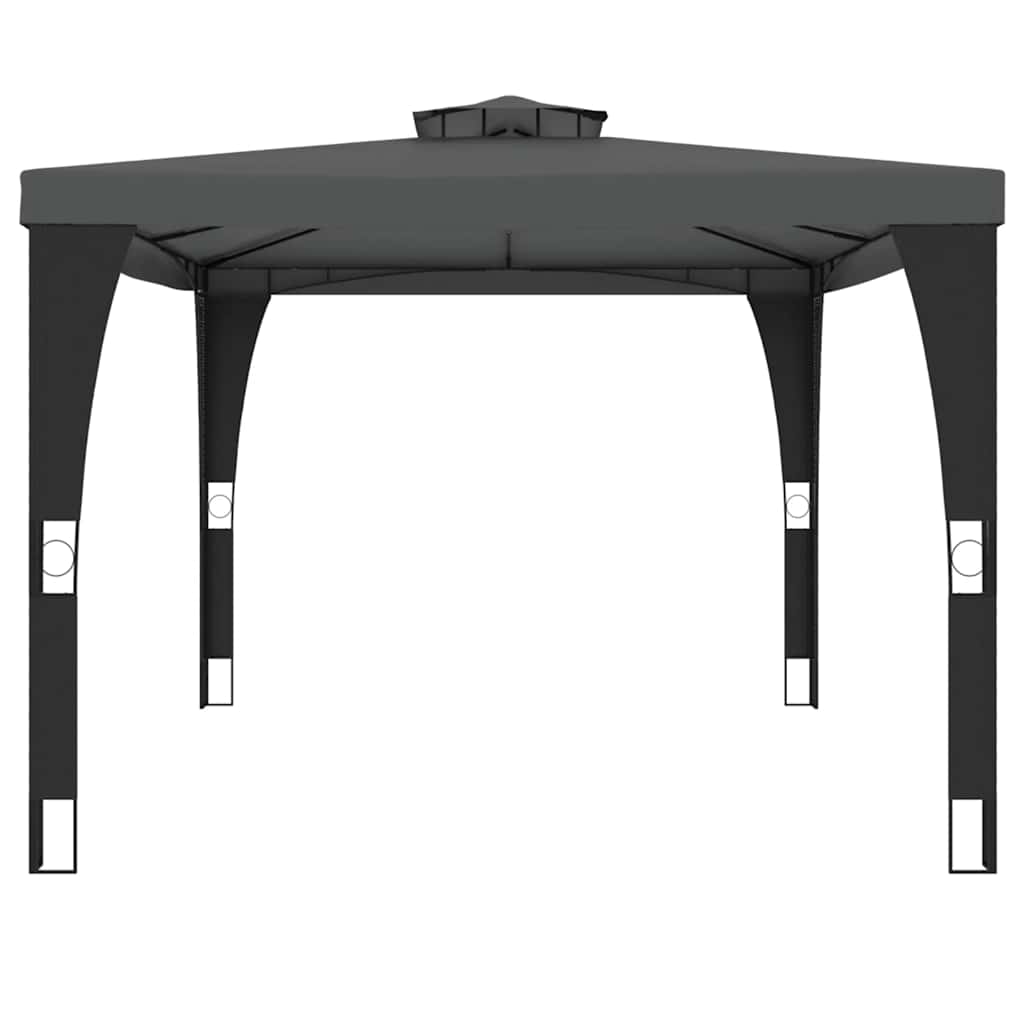 Gazebo con Tetto Doppio Antracite 3,98x2,98 m in Acciaio