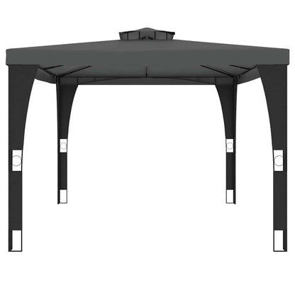 Gazebo con Tetto Doppio Antracite 3,98x2,98 m in Acciaio