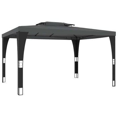 Gazebo con Tetto Doppio Antracite 3,98x2,98 m in Acciaio | homemem39