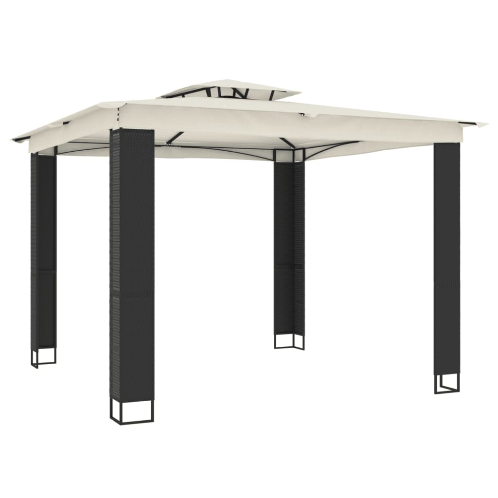 Gazebo con Tetto Doppio Crema 2,94x2,94 m in Acciaio | homemem39