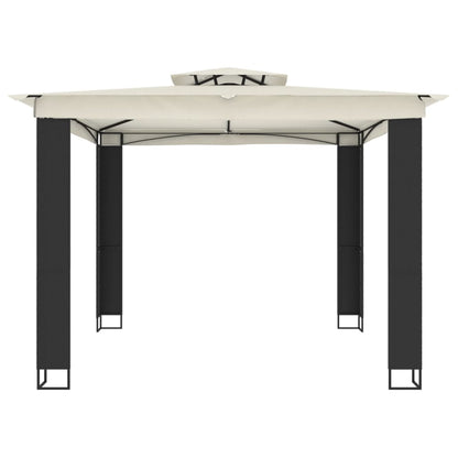 Gazebo con Tetto Doppio Crema 2,94x2,94 m in Acciaio | homemem39