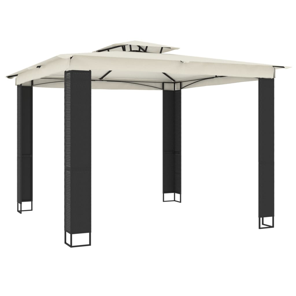 Gazebo con Tetto Doppio Crema 2,94x2,94 m in Acciaio | homemem39