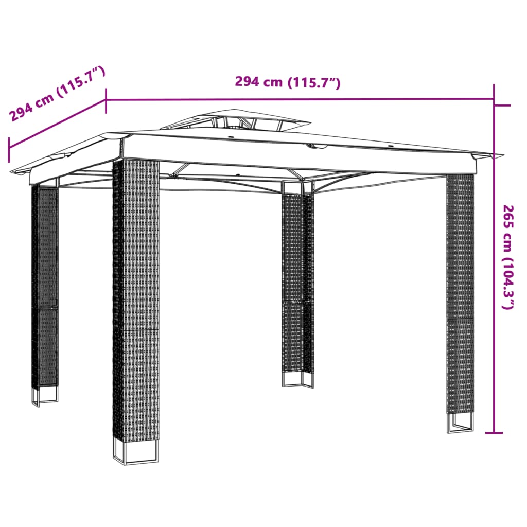 Gazebo con Tetto Doppio Crema 2,94x2,94 m in Acciaio | homemem39