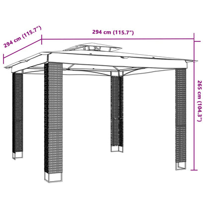 Gazebo con Tetto Doppio Crema 2,94x2,94 m in Acciaio | homemem39