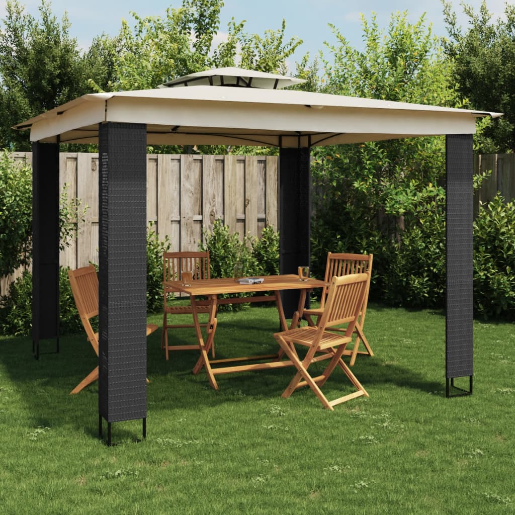 Gazebo con Tetto Doppio Crema 2,94x2,94 m in Acciaio | homemem39