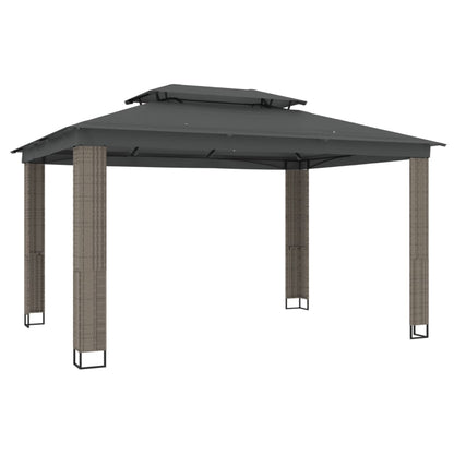 Gazebo con Tetto Doppio Antracite 3,94x2,96 m in Acciaio | homemem39