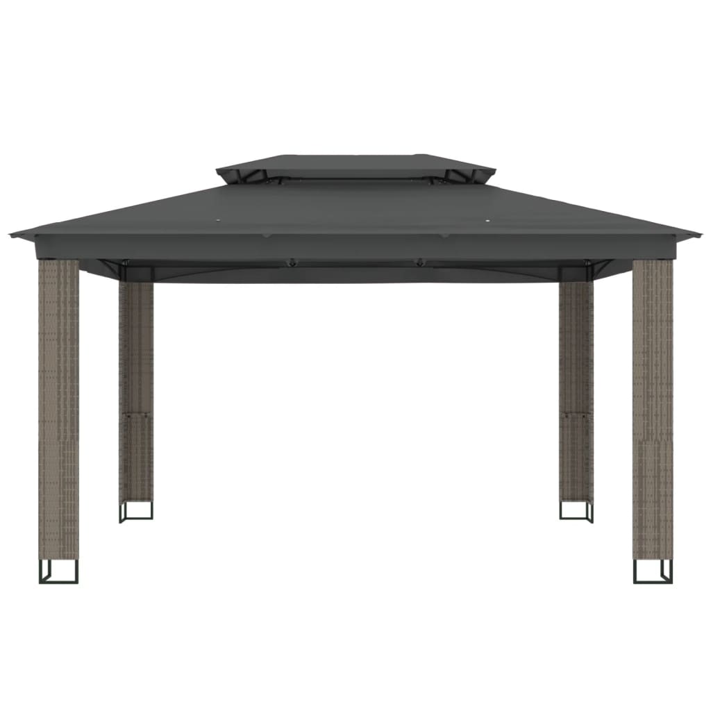 Gazebo con Tetto Doppio Antracite 3,94x2,96 m in Acciaio | homemem39