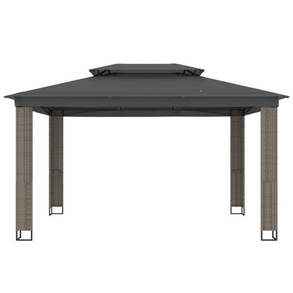 Gazebo con Tetto Doppio Antracite 3,94x2,96 m in Acciaio | homemem39