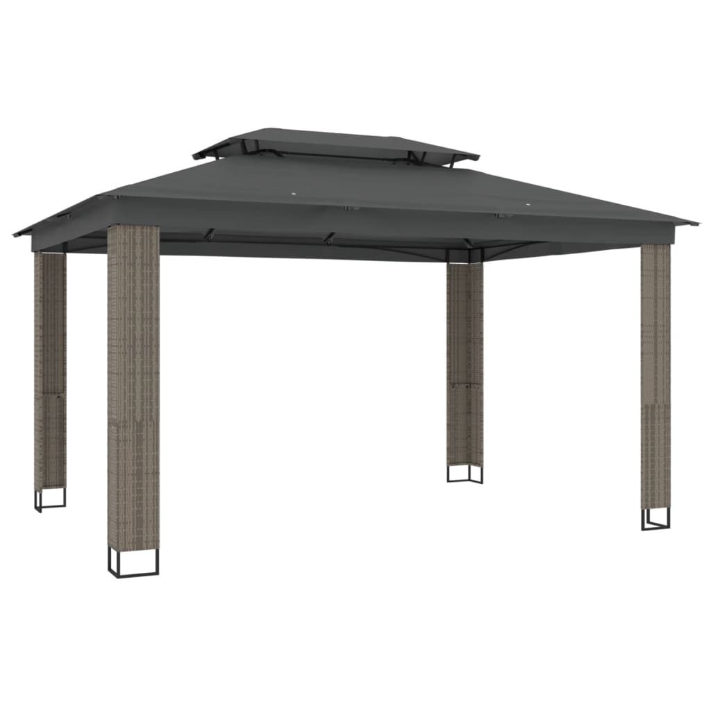 Gazebo con Tetto Doppio Antracite 3,94x2,96 m in Acciaio | homemem39