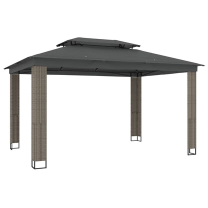 Gazebo con Tetto Doppio Antracite 3,94x2,96 m in Acciaio | homemem39