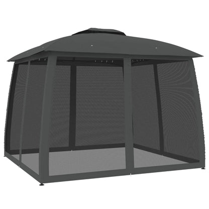 Gazebo Tetto Doppio e Pareti Rete Antracite 2,93x2,93 m Acciaio