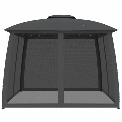 Gazebo Tetto Doppio e Pareti Rete Antracite 2,93x2,93 m Acciaio