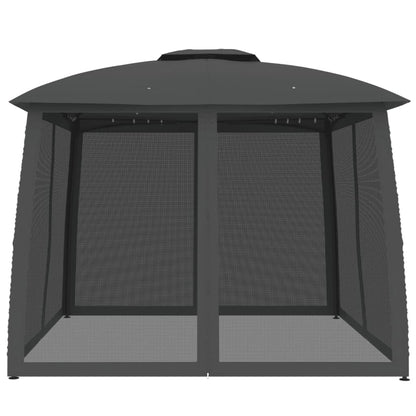 Gazebo Tetto Doppio e Pareti Rete Antracite 2,93x2,93 m Acciaio