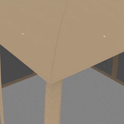 Gazebo con Tetto Doppio/Pareti Rete Tortora 2,93x2,93 m Acciaio | homemem39