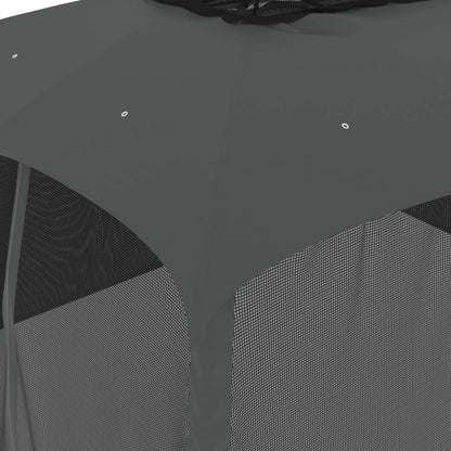 Gazebo Tetto Doppio e Pareti Rete Antracite 3,93x2,93 m Acciaio