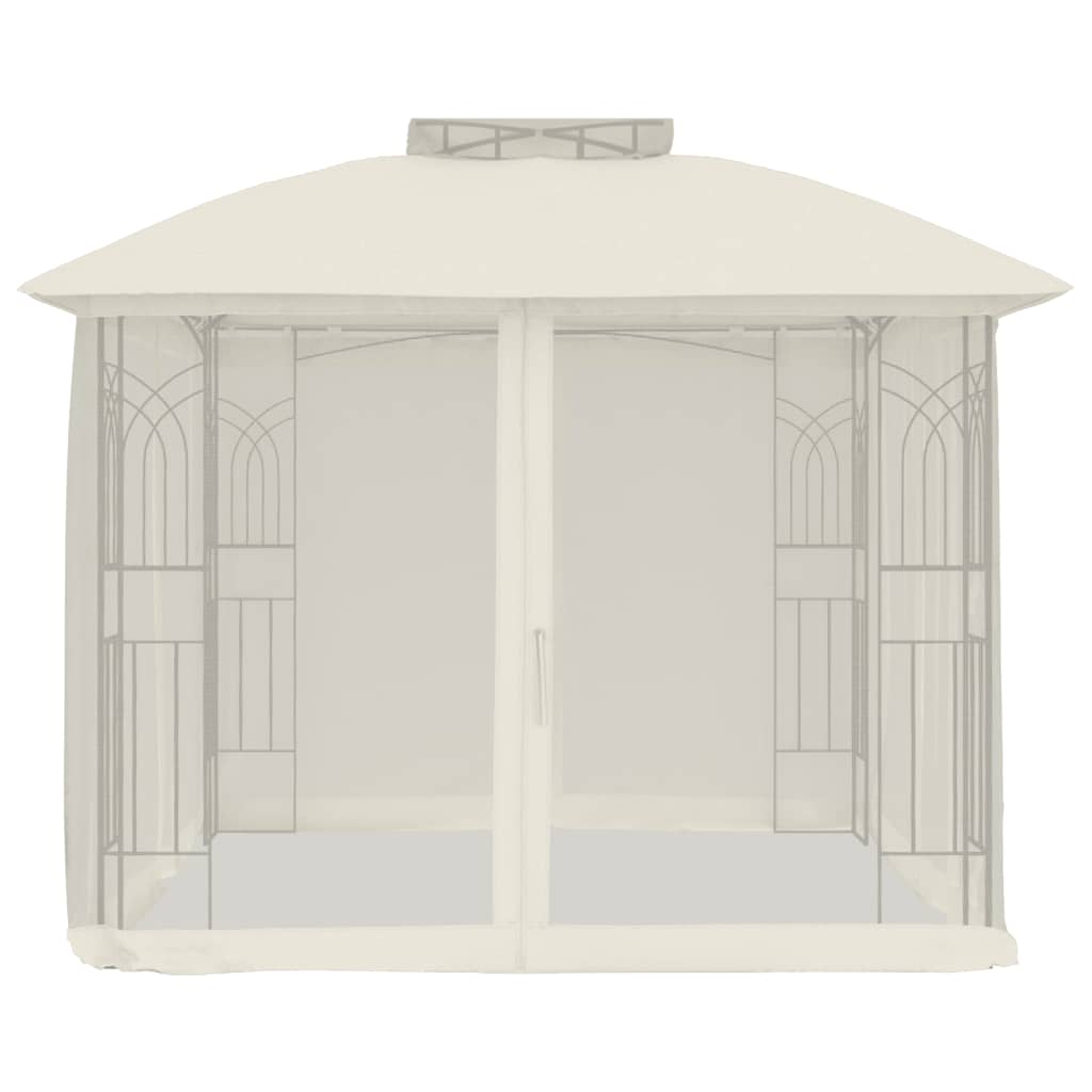 Gazebo con Tetto Doppio e Pareti Rete Crema 2,94x2,94 m Acciaio | homemem39